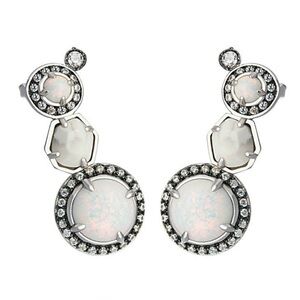 Kendra Scott Caralyn Kyocera Opal Halo Earrings Ear Climber Cuff